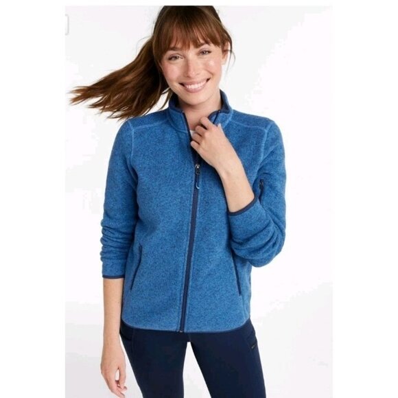 LL Bean Sweater Fleece Full Zip Jacket Womens XS Blue - Picture 1 of 9